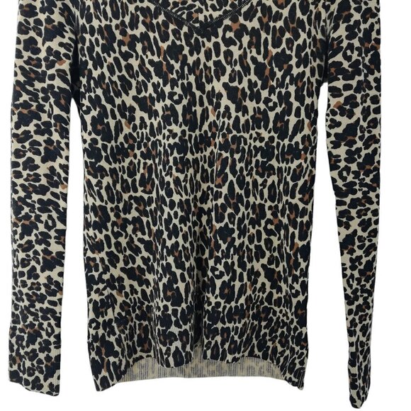Tory Burch Merino Wool Leopard Print Sweater Size XS Lightweight Long Sleeve - Picture 3 of 11